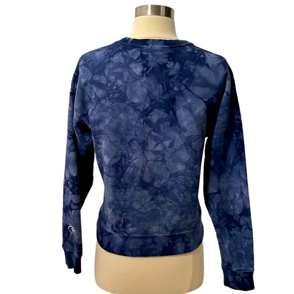 Champion Unisex Crewneck Sweater Tie-Dye Blue in Color Size Small - Picture 3 of 6